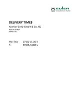 DELIVERY TIMES Koehler Greiz GmbH &amp; Co. KG