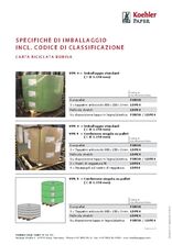 SPECIFICHE DI IMBALLAGGIO INCL. CODICE DI CLASSIFICAZIONE CARTA RICICLATA BOBINA