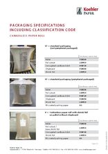PACKAGING SPECIFICATIONS INCLUDING CLASSIFICATION CODE CARBONLESS PAPER ROLL