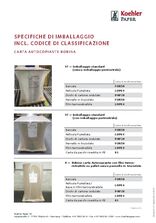 SPECIFICHE DI IMBALLAGGIO INCL. CODICE DI CLASSIFICAZIONE BOBINA CARTA AUTOCOPIANTE