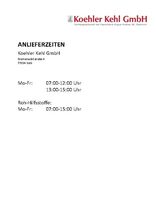 Anlieferzeiten Koehler Kehl GmbH