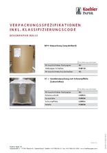 Verpackungsspezifikationen inkl. Klassifizierungscode Dekorpapier Rolle