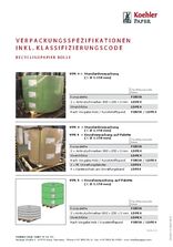 Verpackungsspezifikationen inkl. Klassifizierungscode Recyclingpapier Rolle