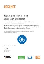 Urkunde "Blauer Engel"